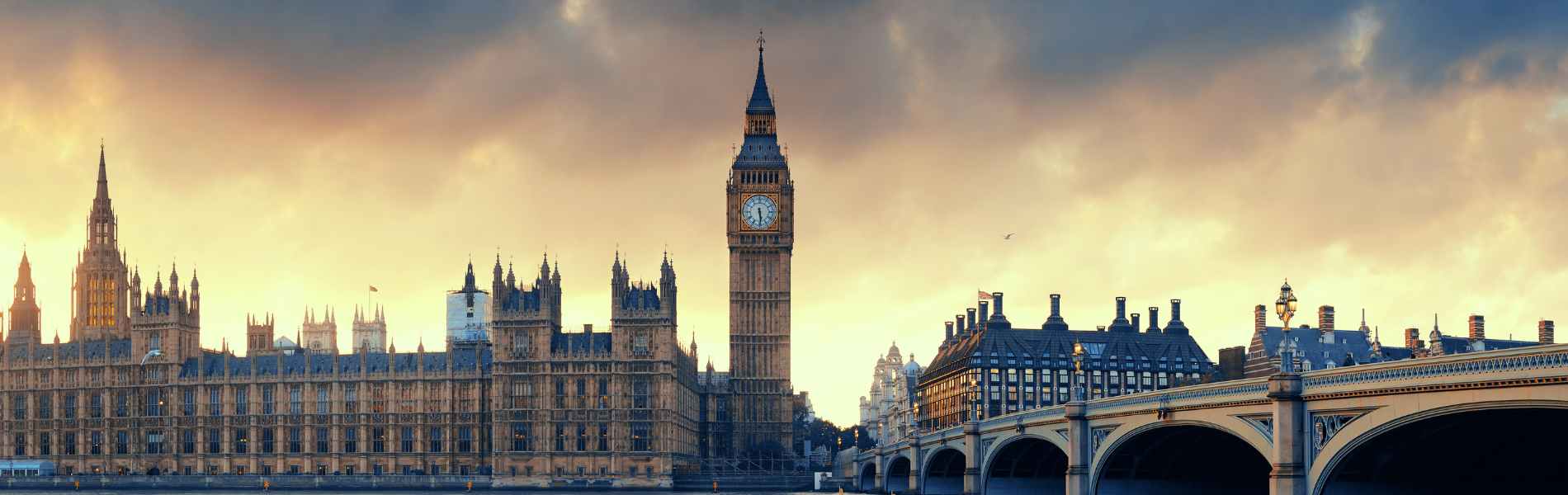 British houses of parliament at sunset