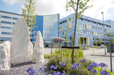 A building with a blue building and white rocks</p>
<p>Description automatically generated with medium confidence